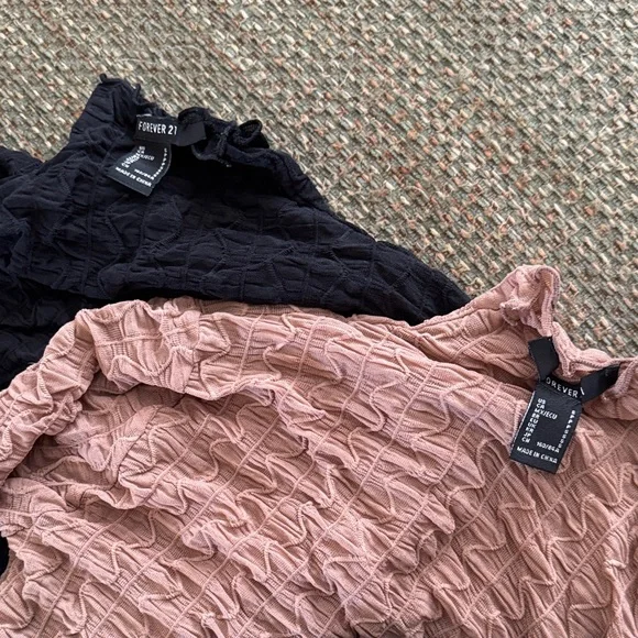 Forever 21 Black and Pink Textured Tops - Picture 2 of 2